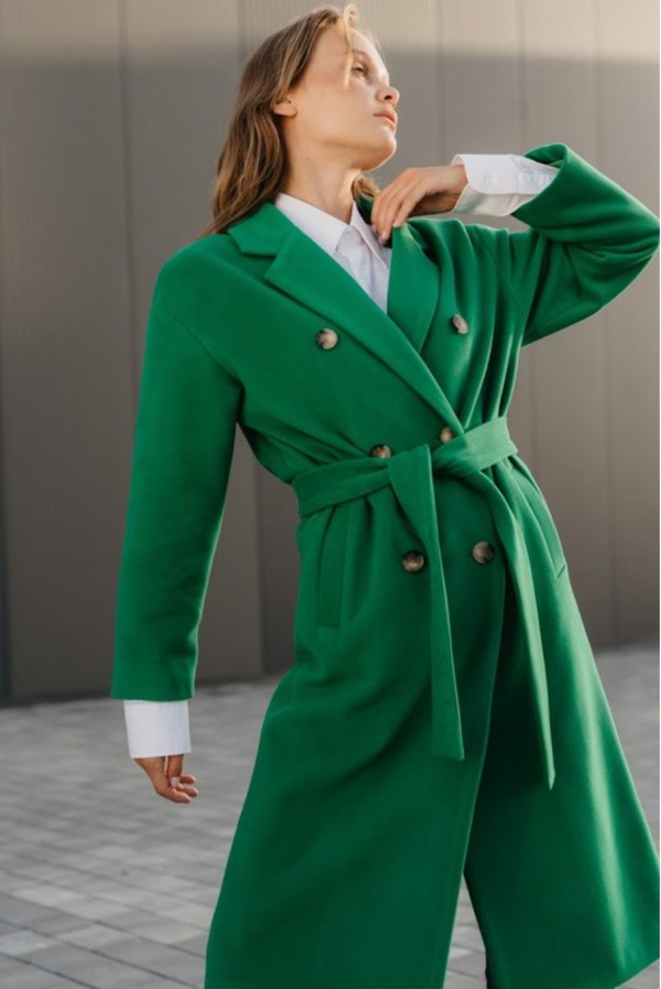 Купити Зелене двубортне жіноче пальто ВАЛЕНТІР (Valentir)
