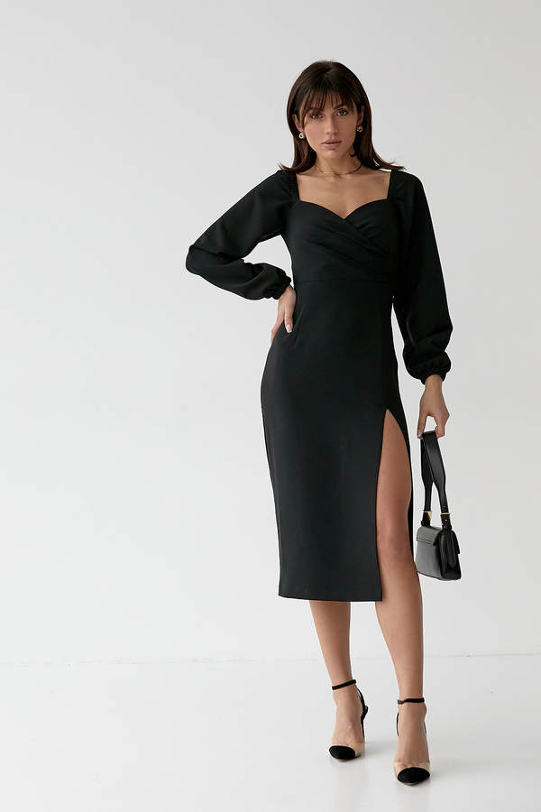 Купити Чорна сукня міді з розрізом АРТМОН (Artmon)